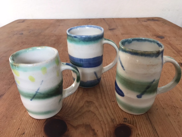 'Three Blue:Green Cups'